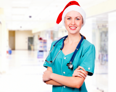 Healthcare professional working over Christmas
